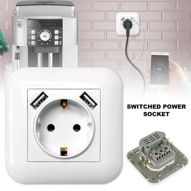 High Quality Dual USB Port 5V 2A Wall Charger Adapter EU Plug Socket Switch Power Socket Charging Socket Panel