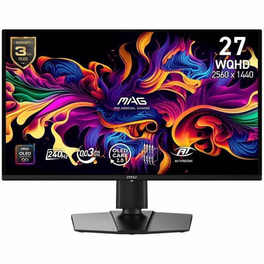 MSI MAG 274QP QD-OLED X24 27" Class WQHD Gaming OLED Monitor - 16:9 - Metallic Black - 26.5" Viewable - Quantum Dot OLED - 2560 x 1440 - 1.07 Billion Colors - Adaptive Sync - 400 Nit - 0.03 ms - 24...