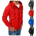 thumbnail image 2 of KaLI_store Mens Hoodies with Zipper Mens Casual Pullover Hoodie Long Sleeve Cotton Hooded Sweatshirts with Kanga Pocket Red,XXL, 2 of 5