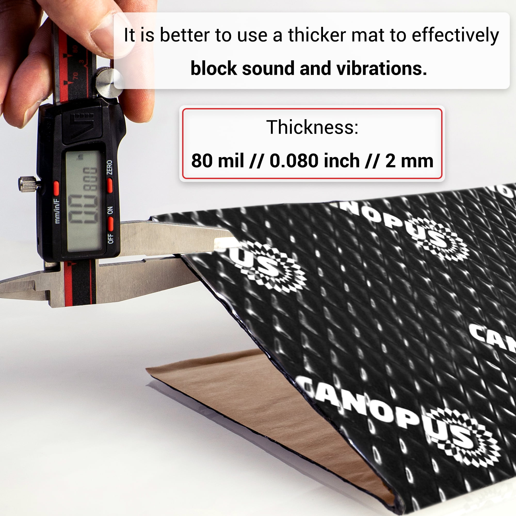 CANOPUS Car Sound Deadening Mat, 80 mil 10 sqft, Pack of 10 Sheets, Butyl Sound Deadener Mat, Audio Car Sound Dampening Material for Car Trunk, Door, Floor and Ceiling, Black