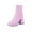 Pink, variant on Puntoco Women Winter Boots Clearanc Solid Color Thick High-Heeled Women'S Boots Pink 8.5(41)