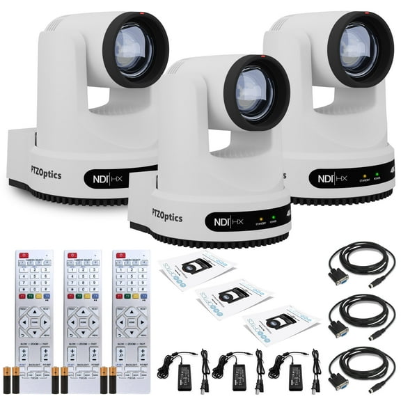 3 x PTZOptics Move 4K SDI/HDMI/USB/IP PTZ Camera with 12x Optical Zoom (White) (PT12X-4K-WH-G3)