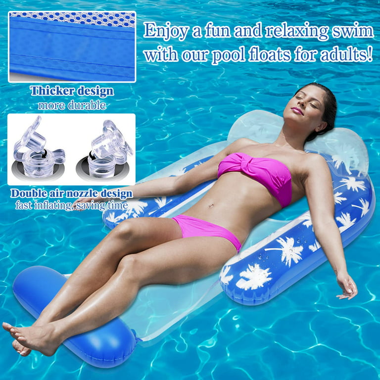 Beiou Inflatable Pool Float Adult - Pool Floaties Floats Rafts Floating  Chair Floats Water Floaty for Swimming Pool 51 inch Heavy Duty(Blue) 