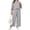Gray, variant on Solid Color 2 Pieces Plus Size Sets Women Three Quarter Sleeve Tops and Wide Leg Pants
