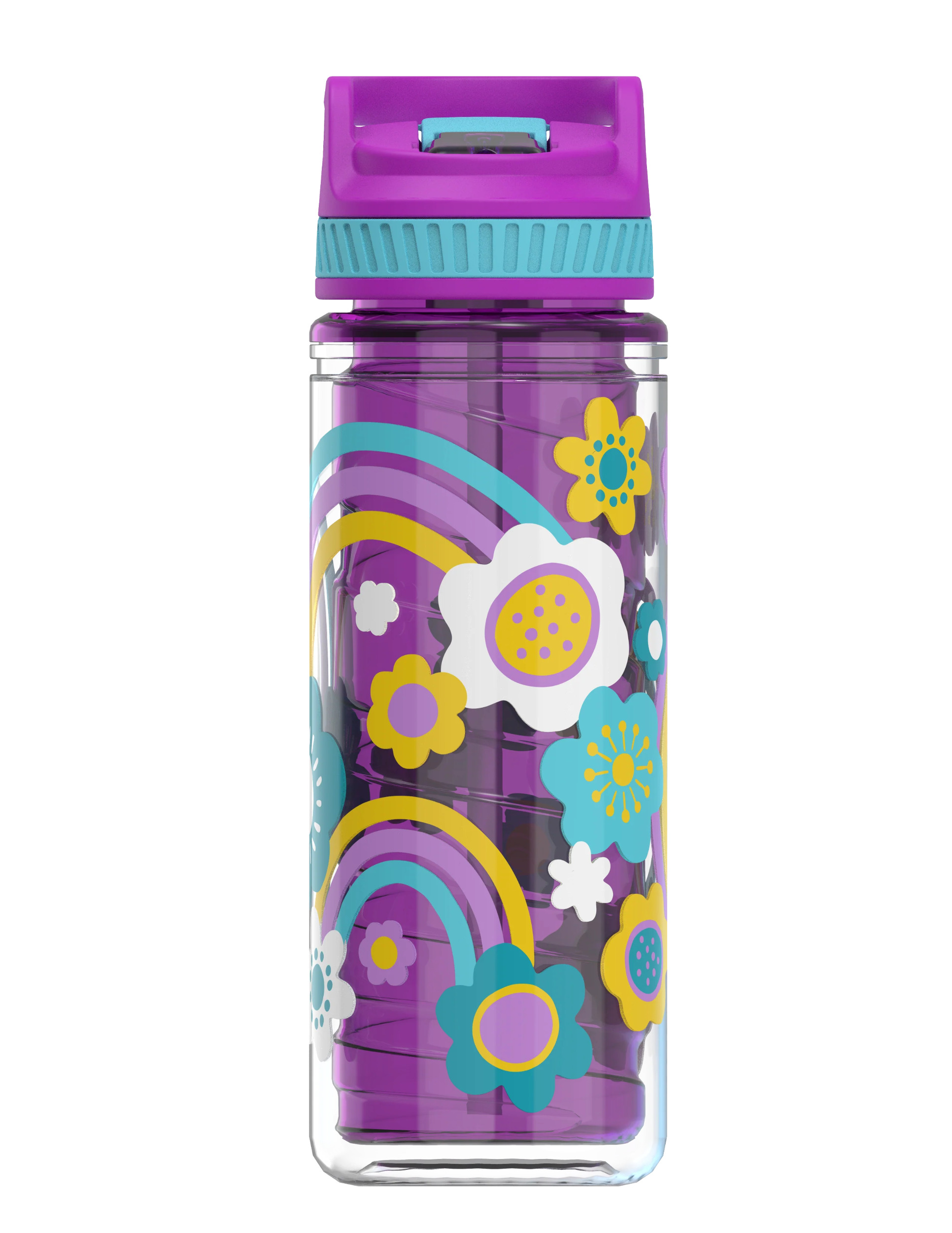 Cool Gear 2-Pack 16 oz Kid's Twist Water Bottle with Double Wall, Sipper Lid and Finger Loop Cap with Printed Design | Great for School, Sports, Outdoors, and More - Be Kind/ Flowers - image 3 of 3