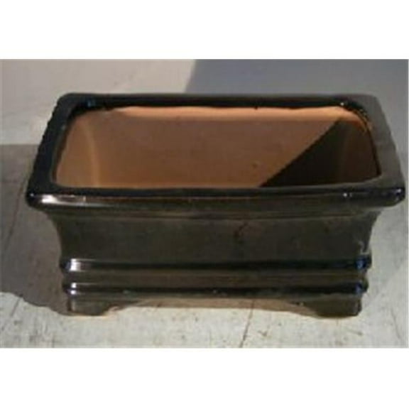 Bonsai Boy L159 6.125 x 5 x 2.125 in. Ceramic Bonsai Pot, Black - Rectangle