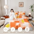 thumbnail image 4 of Manfei Abstract Brushstroke Queen Comforter Set, Orange Yellow Plaid Comforter Sets Queen, Orange Yellow, Gray Reversible 3pcs, 1 Comforter and 2 Pillowcases, 4 of 6