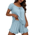 thumbnail image 3 of MEICHEN Lounge Set for Women Womens Pajama Set 2 Piece Sleeve Top and Shorts with Pocket Bridal Sets For Summer Essentials Fashion Sleepwear, 3 of 8