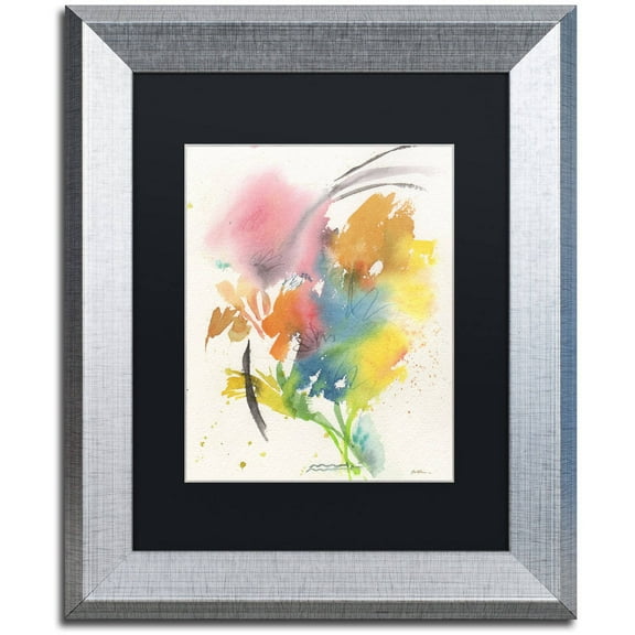 Trademark Fine Art "Rainbow Bouquet" Canvas Art by Sheila Golden, Black Matte, Silver Frame