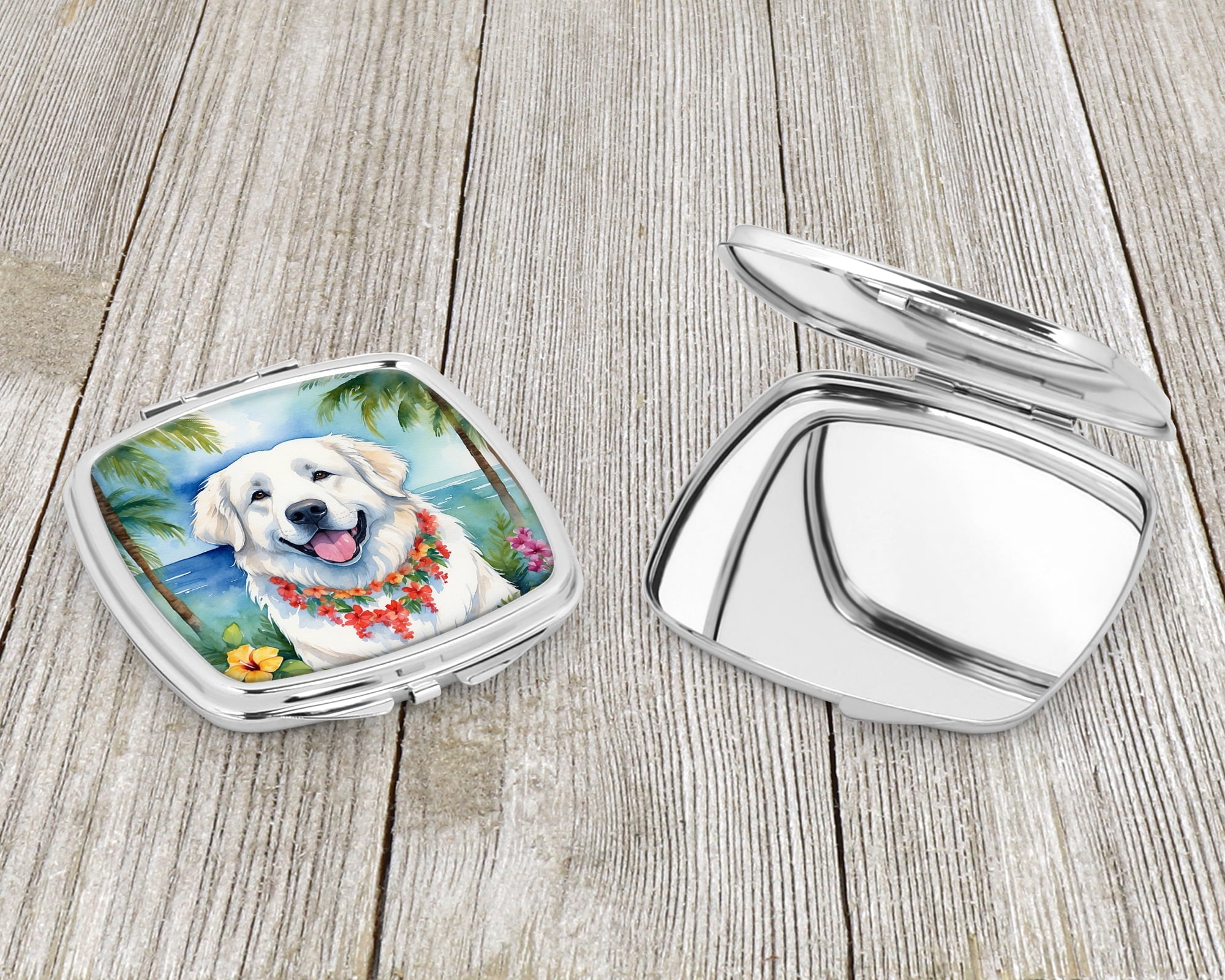 Great Pyrenees Luau Compact Mirror 2.75 in x 3 in