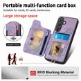 thumbnail image 5 of Asuwish Phone Case for Samsung Galaxy S24 FE 5G Wallet Cell Cover with Tempered Glass Screen Protector Slim Lanyard Wrist Strap RFID Ring Stand Credit Card Holder Slot S 24 EF AI S24FE 24S Purple, 5 of 10