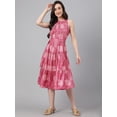 thumbnail image 3 of Janasya Indian Women's Pink Crepe Digital Print Tiered Western Dress, 3 of 8