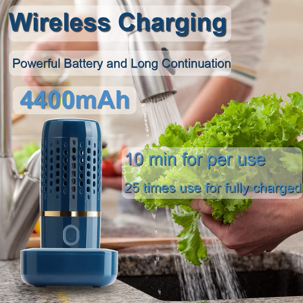 SUTENG Fruit and Vegetable Washing Machine,Kitchen Gadget Portable Fruit Cleaner Device in Water-Fruit and Vegetable Cleaner for Cleaning Fruit, Vegetable, Tableware (Green)