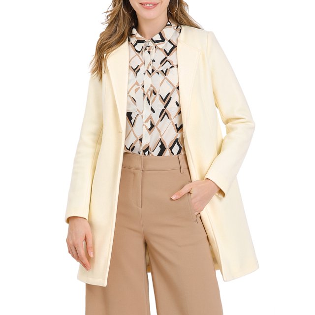 INSPIRE CHIC Women's Long Sleeves Button Closure Outerwear Mid Length Overcoat