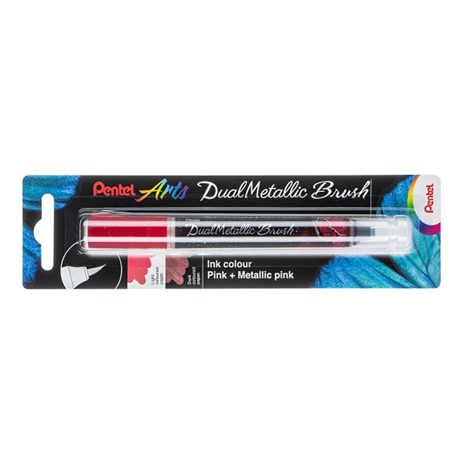 Pentel Arts DualMetallic Brush, Pink/Metallic Pink Ink, Pack of 3