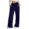 thumbnail image 4 of WULMLEO Wide Leg Sweatpants for Women Fleece Lined Baggy Sweat Pants Comfy Airport Travel Outfits Athletic Joggers Navy XL, 4 of 6