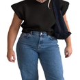 thumbnail image 1 of PENGXIANG Femmes Manches Courtes Haut Col Haut Confortable Élégant Gilet Pull, 1 of 6