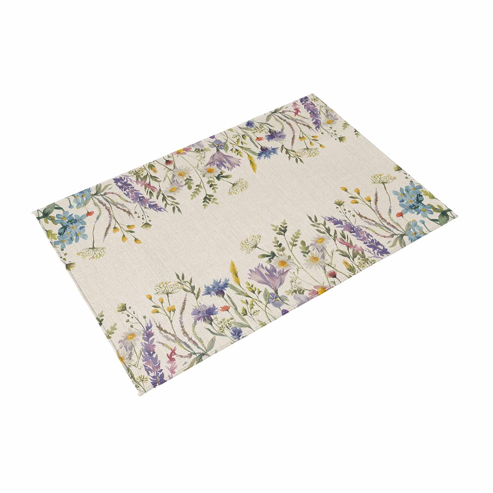 Purple Lavender Outdoor Rug for Patio/Deck/Porch, Non-Slip Large Area Rug 5 x 8 Ft, Spring Rustic Wildflowers Botanical Beige Indoor Outdoor Rugs Washable Area Rugs, Camping Rug Carpet Runner