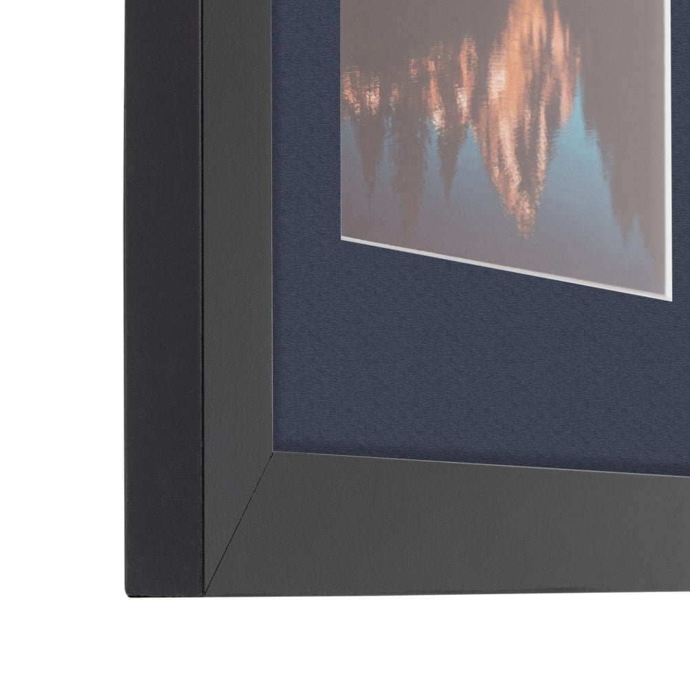 ArtToFrames 16x22" Matted Picture Frame with 12x18" Single Mat Photo Opening Framed in 1.25" Satin Black and 2" Blue Jay Mat (FWM-3926-16x22)