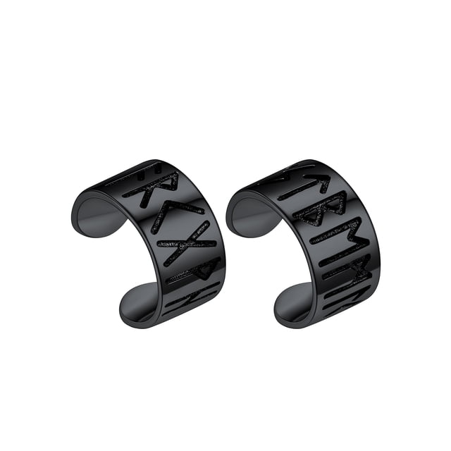Pendientes de plata esterlina Silvora Black Viking Rune Ear Cuffs Clip para hombres y niños