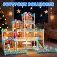 thumbnail image 5 of JoyStone Dollhouse with Warm Light, Pretend Play 14 Rooms DIY Playhouse, Kids Doll House with 2 Dolls, Creative Gift for Girls, Blue, 5 of 13