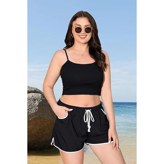 Zeagoo Women's Plus Size Swim Shorts Quick Dry Beach Boardshorts Swimwear Bottom Trunks with Pockets