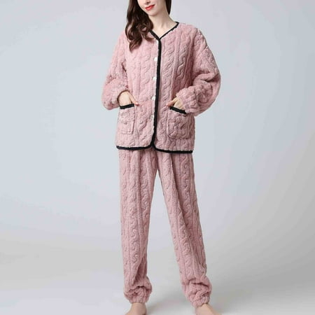

Pajamas For Women Couples Button Warm Winter Flannel Pajamas Set Long Sleeve Long Pant Womens Pajama Sets Womens Fall Fashion 2022