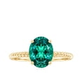 thumbnail image 4 of Lab Grown Emerald Solitaire Ring with Diamond for Women - 3 Carat - AAAA Grade, 14K Yellow Gold, US 7.00, 4 of 8
