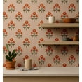 thumbnail image 4 of S4Sassy Peel And Stick Wall Covering, Floral Print Removable Wall Wrap - Orange Mural For Vintage Farmhouse Decor, Bathroom, Laundry Room - Self-Adhesive Removable Wallpaper Vinyl (25"X 60"), 4 of 9