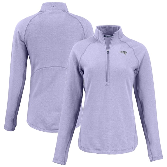 Women's Cutter & Buck Purple New England Patriots Peshastin Eco Fleece Recycled Half-Zip Top