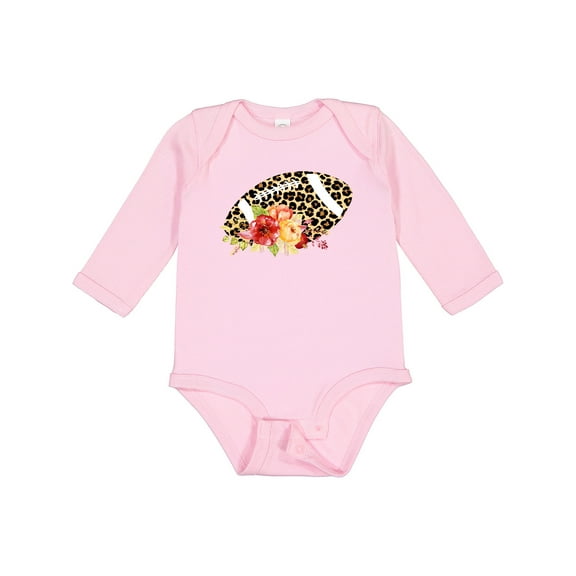Inktastic Football with Flowers and Leopard Spots Boys or Girls Long Sleeve Baby Bodysuit