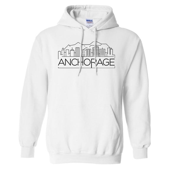 Skyline Anchorage Hoodie Sweatshirt Unisex Large White