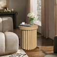 thumbnail image 5 of Queip Extra Small Accent Table, Fluted Fir and MDF Wood Round Side Tables, Mid Century Modern Short End Table for Living Room Couch, Bedroom, Nightstand End Tables for Small Space-Brown, 5 of 11