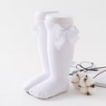 thumbnail image 3 of HGIEYS Baby Knee High Socks Ruffle Bow Socks Long Sock Toddler Girls Uniform Stockings 3-5 Years, 3 of 3