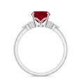 thumbnail image 3 of Cushion Shaped Ruby Side Stone Engagement Ring with Moissanite in Sterling Silver/ White Gold Plated Trilogy Promise Wedding Band Ring July Birthstone Jewelry, Ring Size 5, 3 of 8