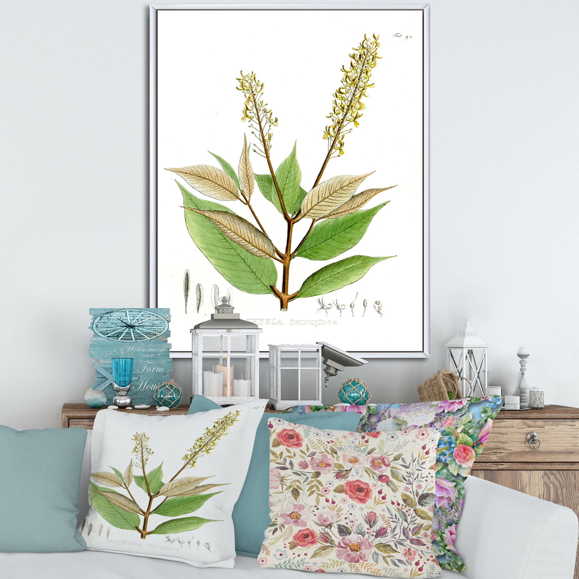 Ancient Brazilian Plant V 16 in x 32 in Framed Painting Canvas Art Print, by Designart