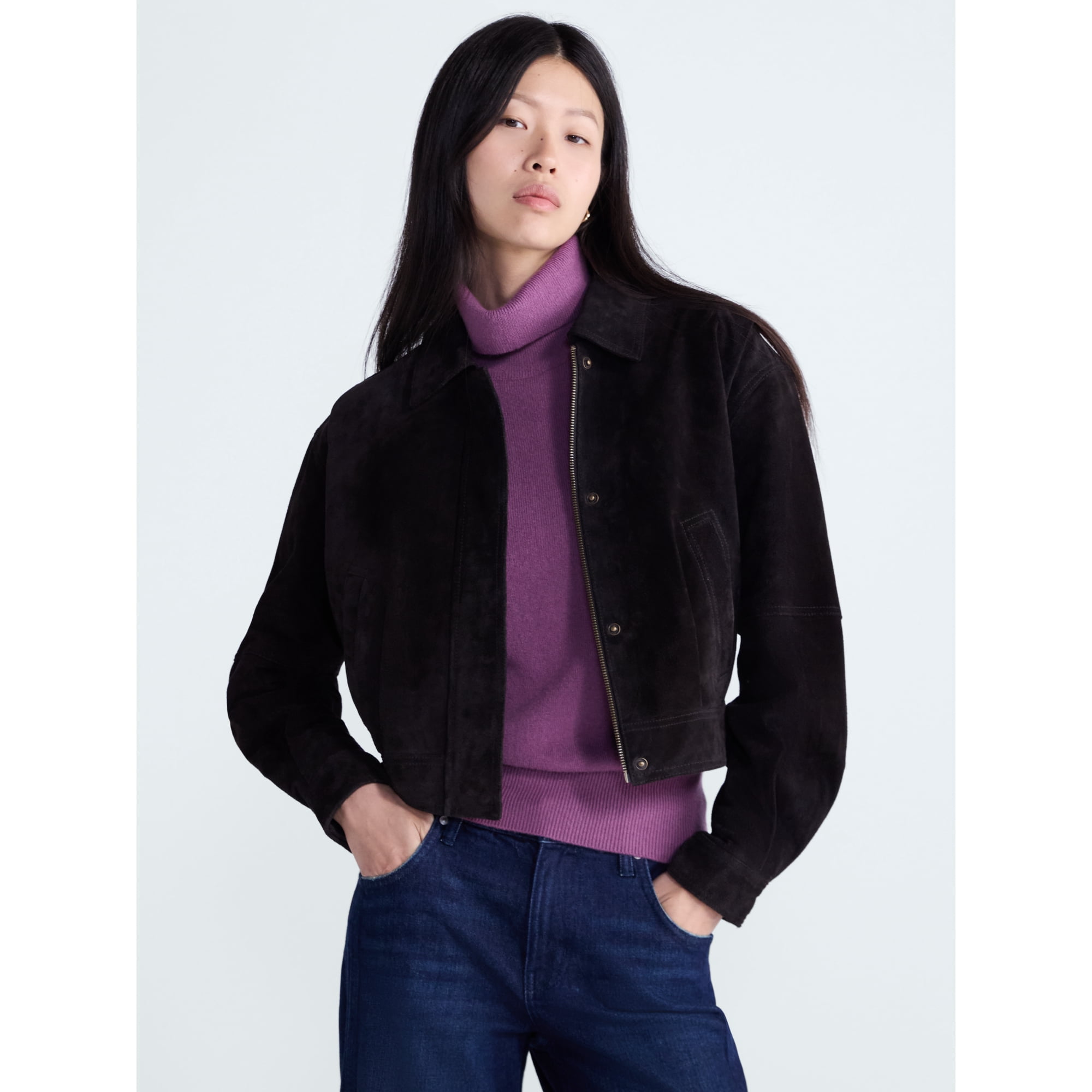 Scoop Women’s and Women’s Plus Cropped Suede Jacket, Sizes XS-4X