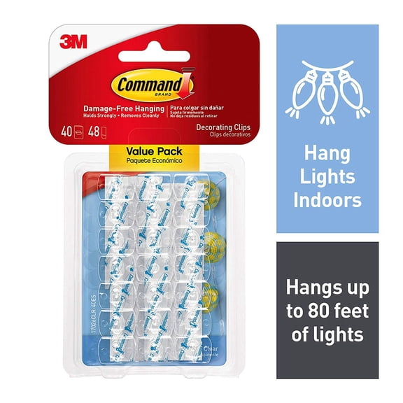 Command 4-packages of Mini Light Clips, Indoor Use, Clear, 160 clips total 17026CLR-40ES