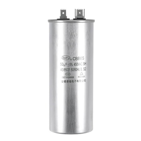 

Uxcell 50uF 450V AC Aluminum Case with Terminal Round CBB65 Run Capacitor