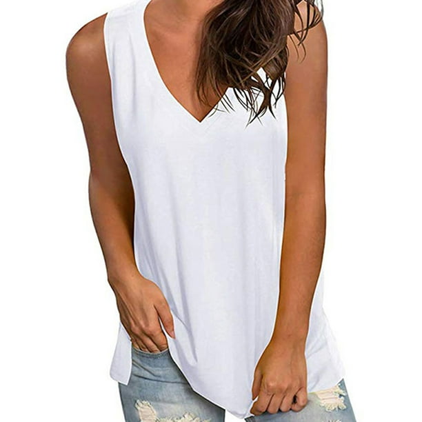 Wodstyle Womens Summer Sleeveless Vest Tank Tops Holiday Casual V