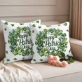 thumbnail image 2 of Happy St. Patrick's Day Pillow Covers 2 Pack Watercolor Green Shamrocks Love Wreath Pillowcase Waterproof Outdoor Throw Pillow Cover for Patio Garden Square Cushion 24”x24”, 2 of 9