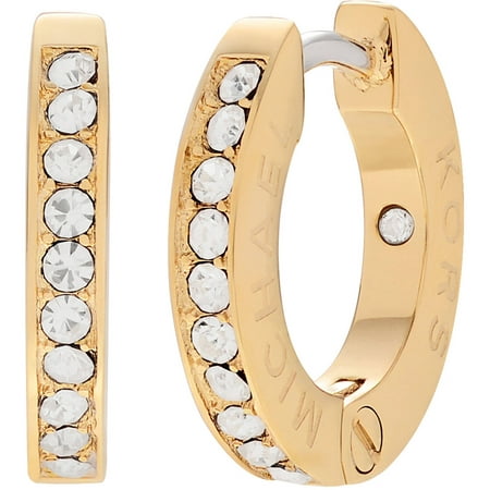 Michael Kors Women's Crystal Gold-Tone Stainless Steel Pave Huggie Hoop Fashion Earrings