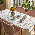 thumbnail image 3 of Spring Floral Table Cloths for 4 Foot Rectangle Tables, Pink Flowers Sage Green Plaid Pastoral Patio Waterproof Elastic Fitted Tablecloths, Washable Rectangular Table Cover for Camping, 3 of 8