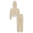 thumbnail image 4 of Haitryli Big Girls Long Sleeve Cropped Hoodie Sleeveless Tank Tops with Sweatpants Set 3 Piece Workout Clothes Set Khaki 3-4, 4 of 7