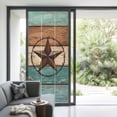 thumbnail image 2 of Non-Adhesive Static Cling Window Tint, Texas Star Rustic Window Privacy Film Frosted, Western Teal Brown Ombre Wooden Vintage Insulated Windows Frosted Films for Living room, 35.4 x 78.7 Inches, 2 of 9