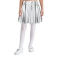 thumbnail image 3 of Xnihocha Ballet Dance Skater Skirt for Kids Girls Glossy Metallic High Waist Skorts Latin Jazz Dance Skirt Silver L, 3 of 7