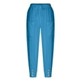 thumbnail image 4 of Aihuaihua Women's Cropped Pants High Waist Drawstring Capri Pants Wide Leg with Pockets Sky Blue XL, 4 of 6