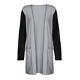 thumbnail image 3 of Fesfesfes Women's Sweater Cardigan Casual Patchwork Blouse Cardigan Casual Long Sleeve Outwear With Pocket Loose Tops Coat Tops on, 3 of 4