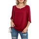 thumbnail image 1 of Puntoco moda mujer casual cuello redondo suelta tops 3/4 manga gasa blusa camisa tops Puntoco Puntoco-6926, 1 of 5