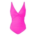 thumbnail image 5 of JIAYUE Women's One-Piece Swimsuit Solid Color Sleeveless Open Back V-Neck Bandeau Bathing Suit Breathable Female Swimwear, 5 of 5